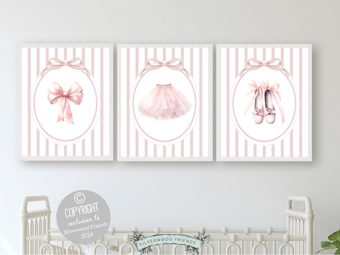 Ballet Prints, Ballerina Nursery Decor, Blush Pink Baby Girl's Ballerina Nursery Wall Art, Newborn Ballet Gift, Ballet Nursery Digital Print