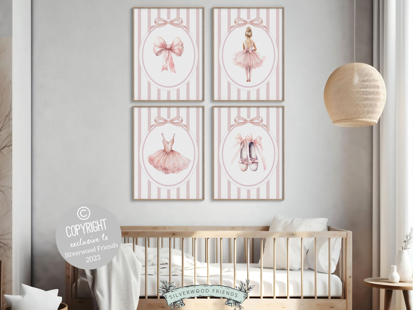 Ballet Prints, Ballerina Nursery Decor, Blush Pink Baby Girl's Ballerina Nursery Wall Art, Newborn Ballet Gift, Ballet Nursery Digital Print