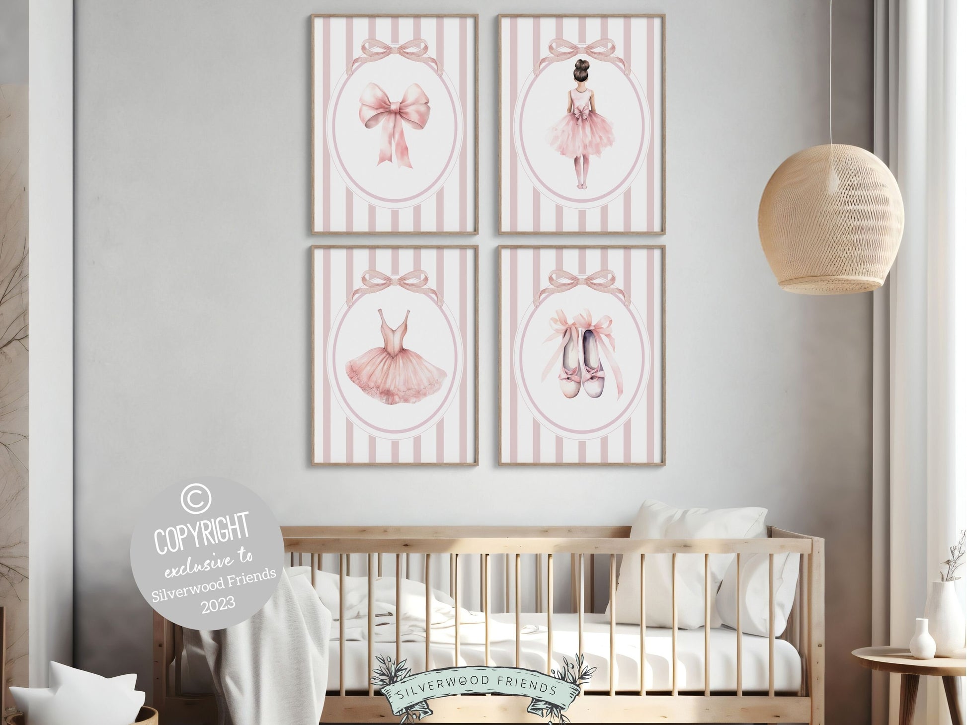 Ballet Nursery Prints Set of 4, Ballerina Nursery Decor, Blush Pink Baby Girl Ballerina Nursery Wall Art, Pink Ballet Nursery Digital Print