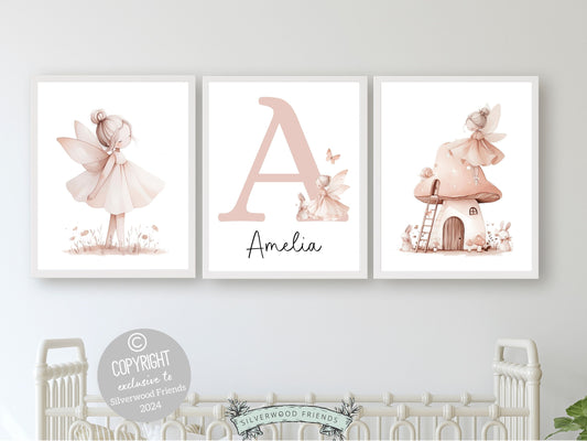 ORIGINAL Wildflower Fairy Nursery Print Gift For Baby Girl Pink Wildflower Fairy Nursery Decor, Fairy Garden Nursery Wall Art Digital Print