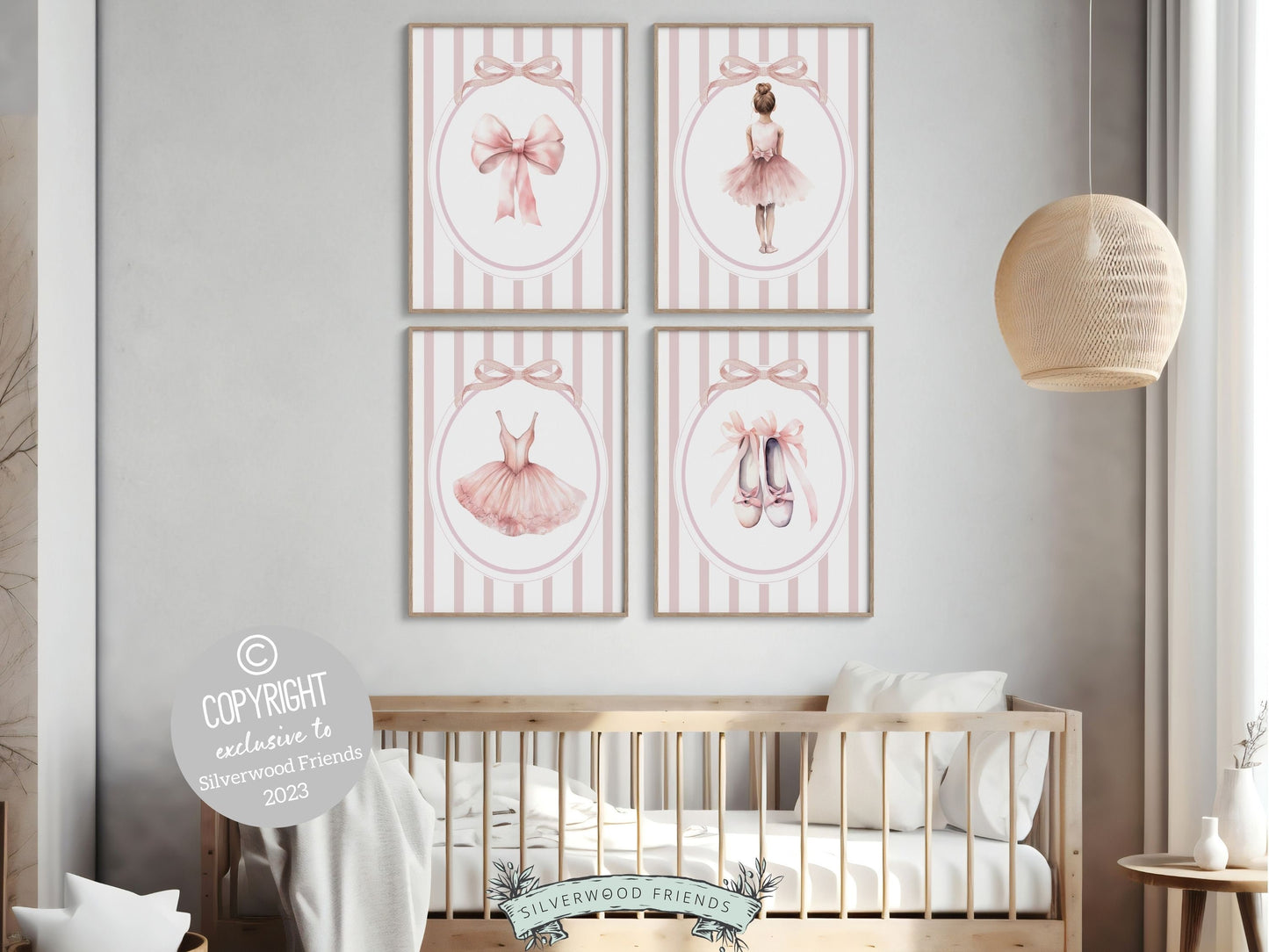 Ballet Prints, Ballerina Nursery Decor, Blush Pink Baby Girl's Ballerina Nursery Wall Art, Newborn Ballet Gift, Ballet Nursery Digital Print