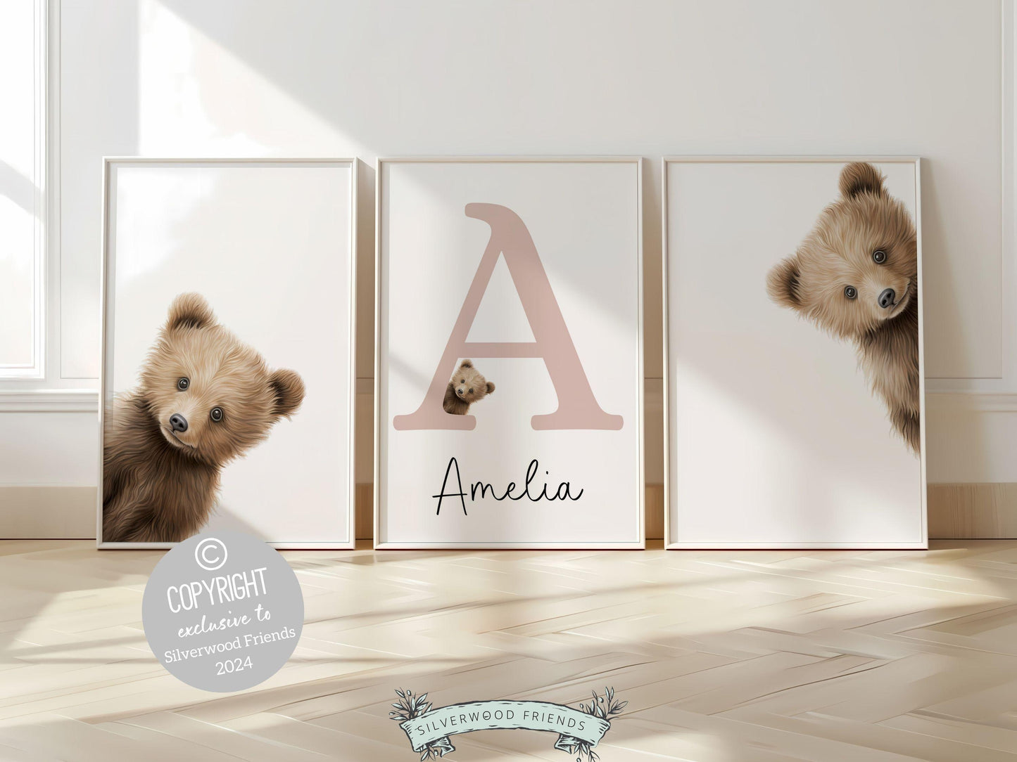 Peeking Bear Nursery Print, Teddy Bear Nursery Decor, Neutral Nursery Decor, Baby Bear Nursery Wall Art, Woodland Bear Nursery Digital Print