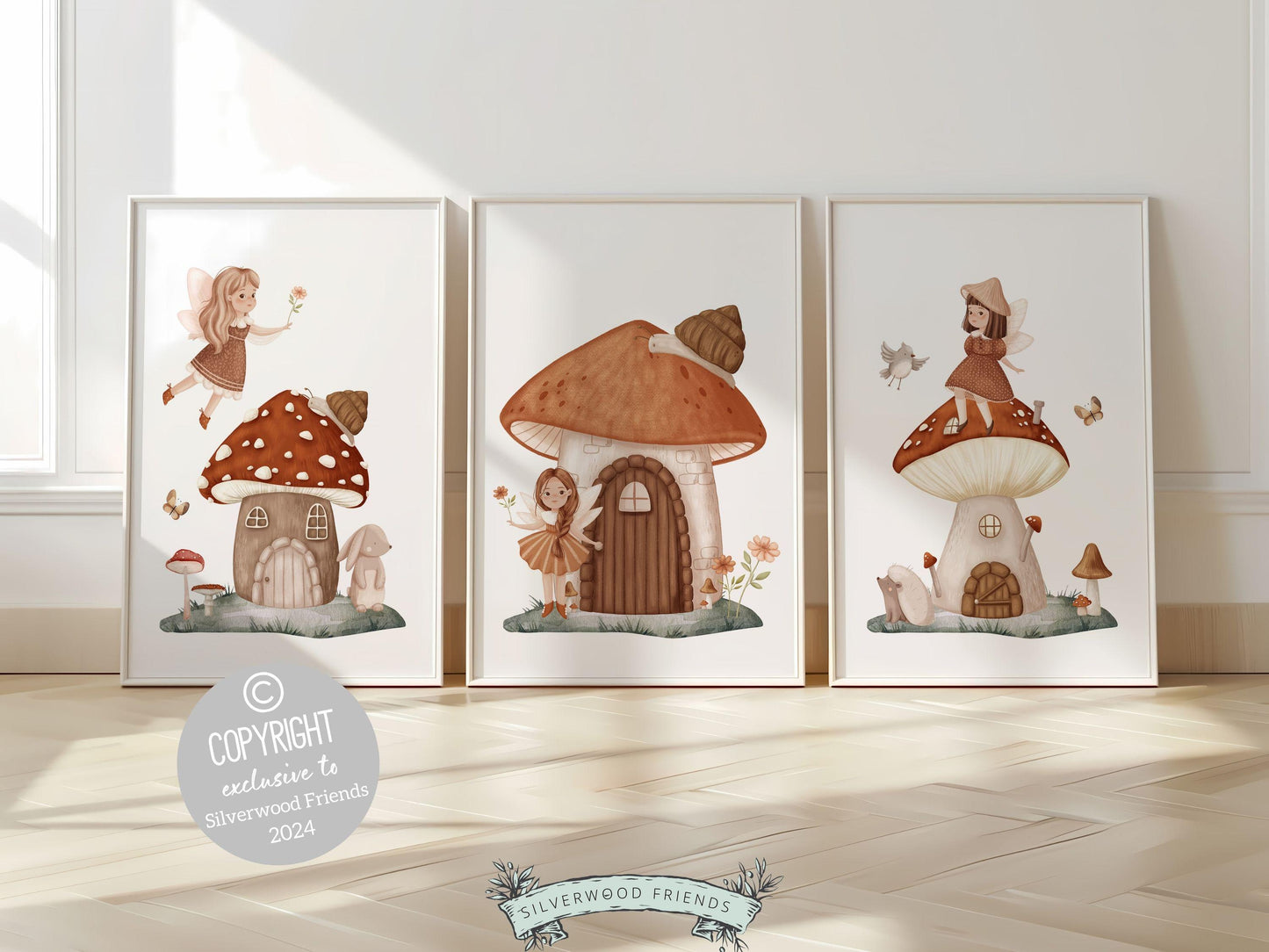 Wildflower Fairy Mushroom Nursery Prints, Baby Girl Fairy Nursery Decor, Fairy Princess Poster, Fairy Garden Nursery Wall Art Digital Prints