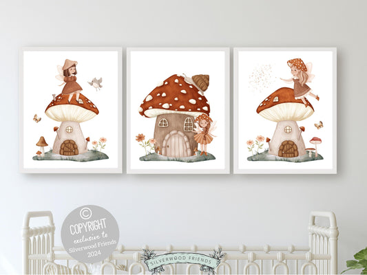 Wildflower Fairy Mushroom Nursery Prints, Baby Girl Fairy Nursery Decor, Fairy Princess Poster, Fairy Garden Nursery Wall Art Digital Prints