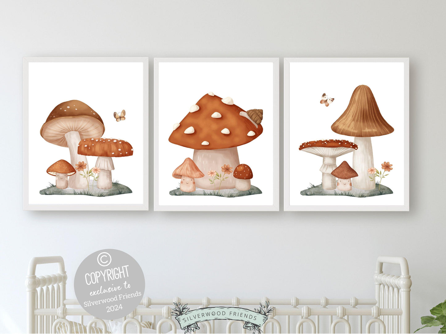 Woodland Mushroom Nursery Print, Kids Woodland Mushroom Nursery Decor, Neutral Nursery Wall Art, Fairy Garden Nursery Digital Download Print