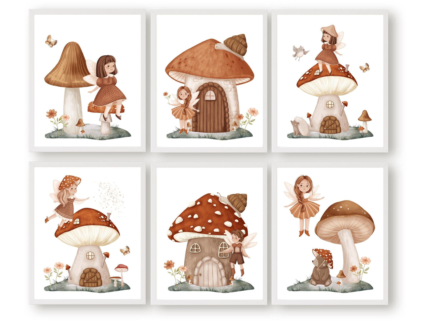 Wildflower Fairy Mushroom Nursery Prints, Baby Girl Fairy Nursery Decor, Fairy Princess Poster, Fairy Garden Nursery Wall Art Digital Prints