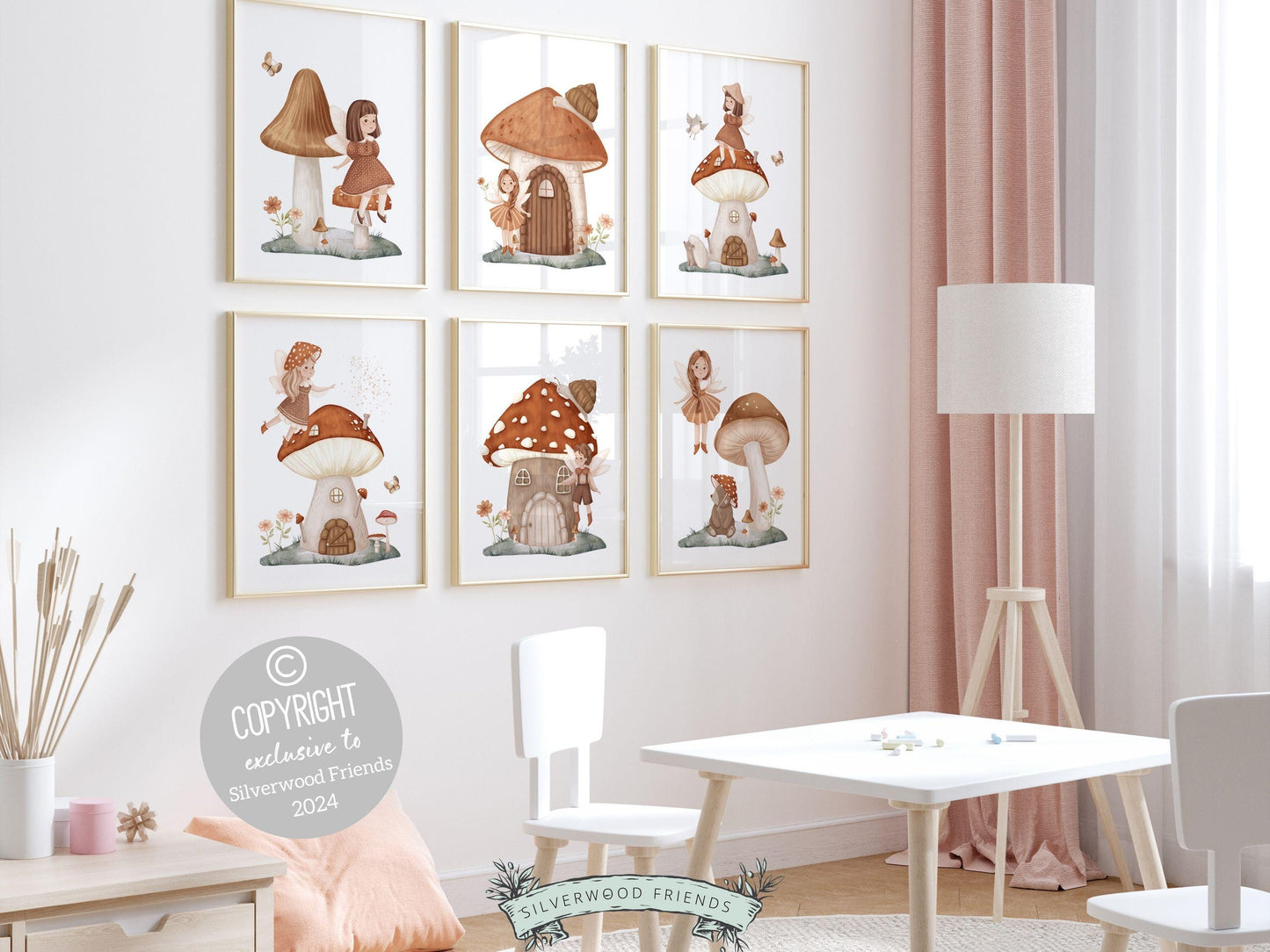 Wildflower Fairy Mushroom Nursery Prints, Baby Girl Fairy Nursery Decor, Fairy Princess Poster, Fairy Garden Nursery Wall Art Digital Prints