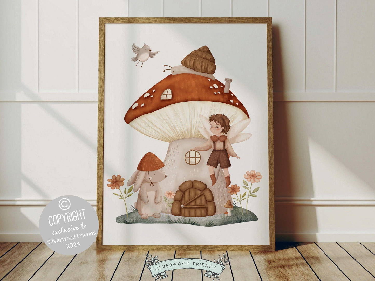 Wildflower Fairy Mushroom Nursery Prints, Baby Girl Fairy Nursery Decor, Fairy Princess Poster, Fairy Garden Nursery Wall Art Digital Prints