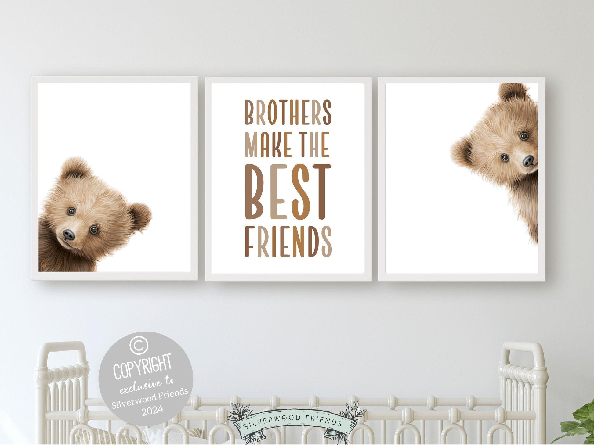 Peeking Bear Nursery Print, Peekaboo Bear Nursery Decor, Twin Boys Baby Bear Nursery Wall Art, Brothers Woodland Nursery Decor Digital Print