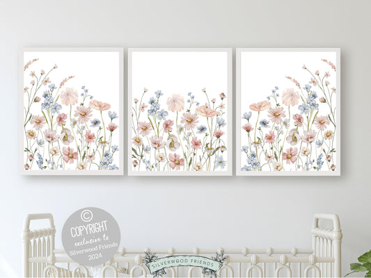 Wildflower Nursery Wall Art, Wildflower Nursery Decor, Wildflower Nursery Prints, Baby Girl Floral Nursery Prints, Wild Flower Digital Print