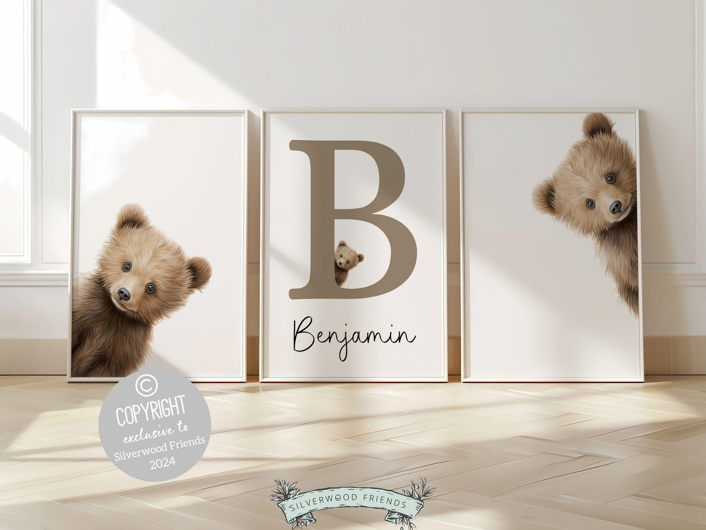 Peeking Bear Nursery Print, Teddy Bear Nursery Decor, Neutral Nursery Decor, Baby Bear Nursery Wall Art, Woodland Bear Nursery Digital Print