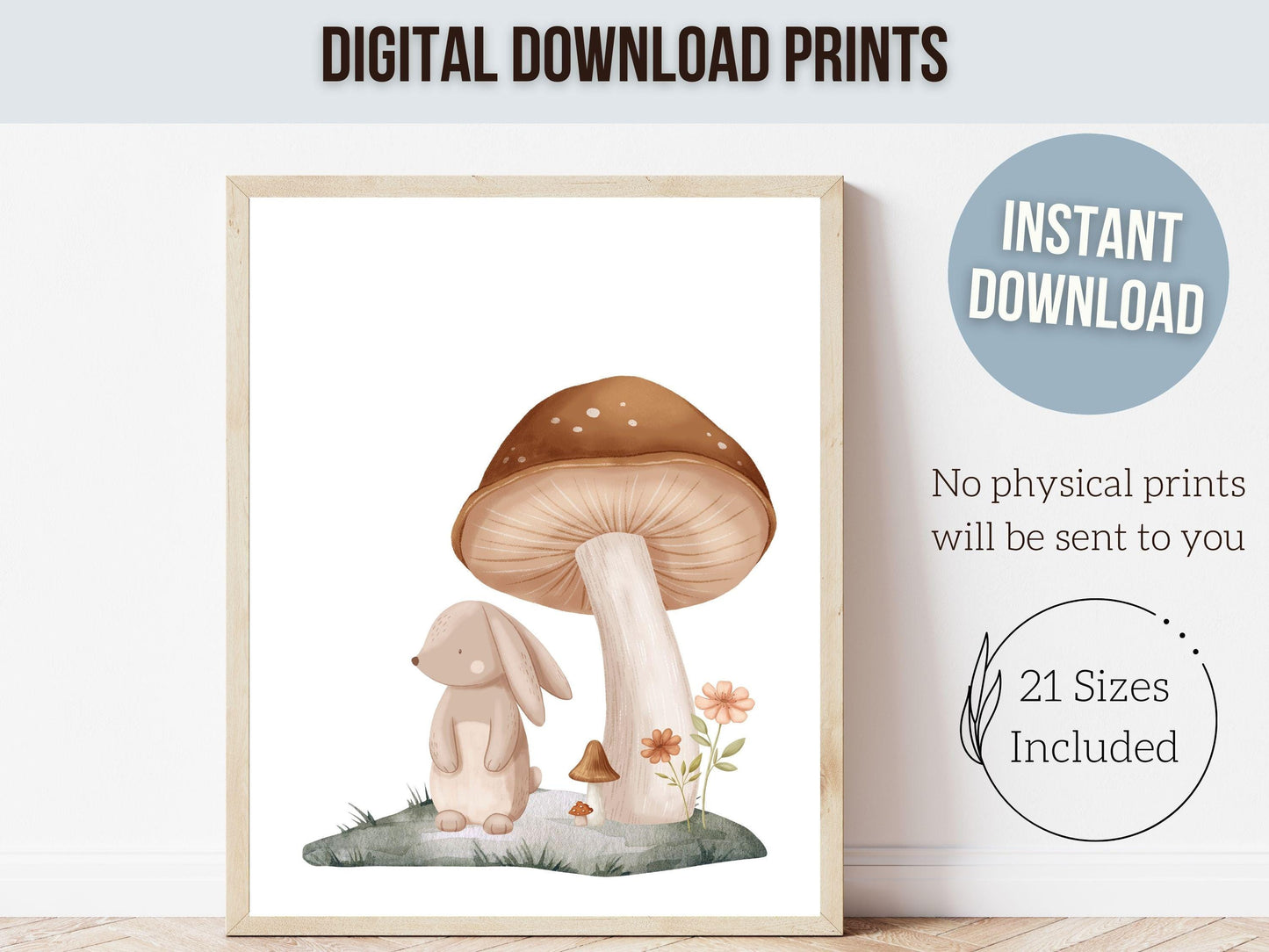 Woodland Mushroom Nursery Print, Kids Woodland Mushroom Nursery Decor,Gender Neutral Nursery Wall Art Enchanted Garden Nursery Digital Print