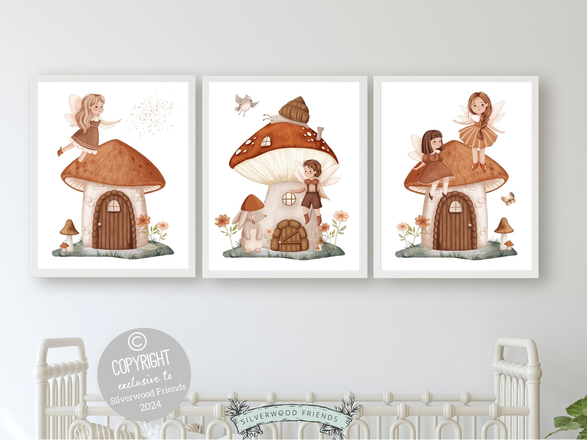 Baby Girls Woodland Mushroom Fairy Nursery Print, Boho Woodland Mushroom Nursery Decor, Fairy Princess Poster Nursery Wall Art Digital Print