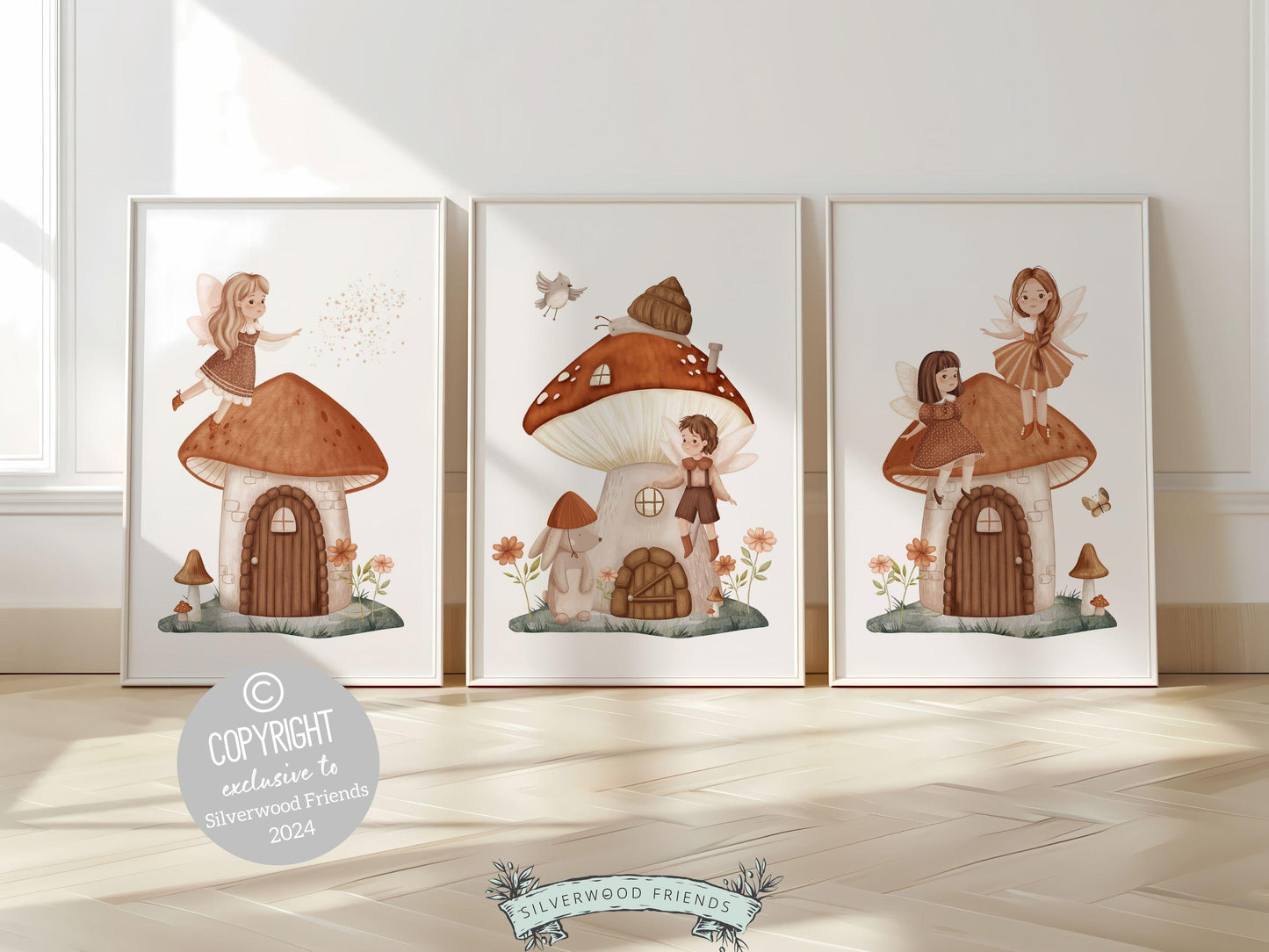 Baby Girls Woodland Mushroom Fairy Nursery Print, Boho Woodland Mushroom Nursery Decor, Fairy Princess Poster Nursery Wall Art Digital Print