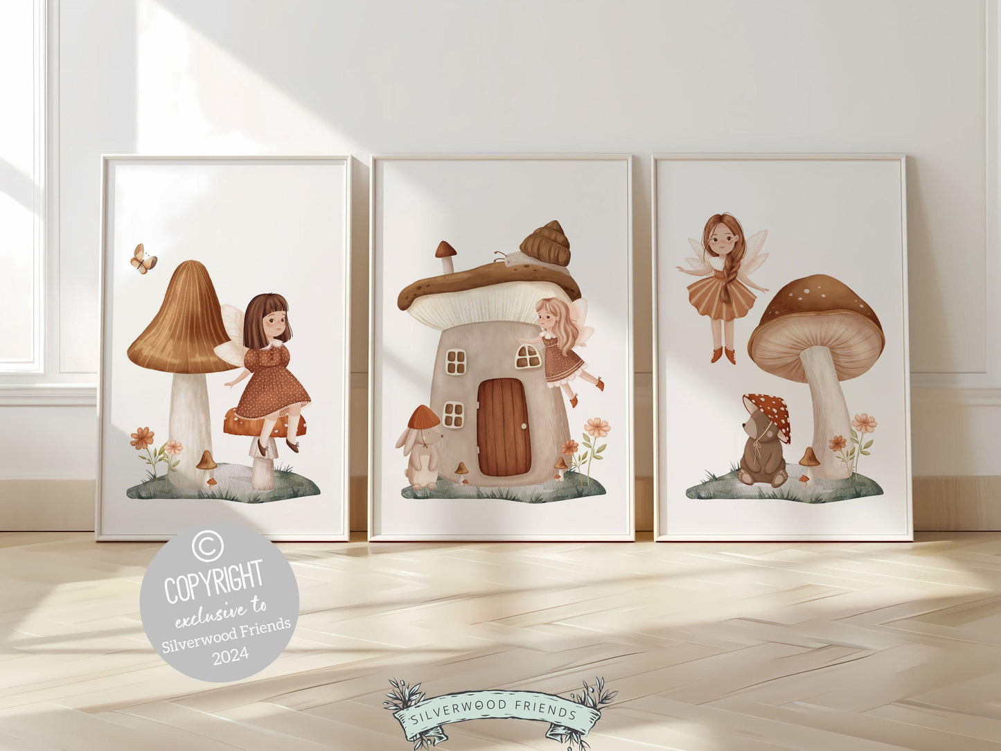 Wildflower Fairy Mushroom Nursery Prints, Baby Girl Fairy Nursery Decor, Fairy Princess Poster, Fairy Garden Nursery Wall Art Digital Prints