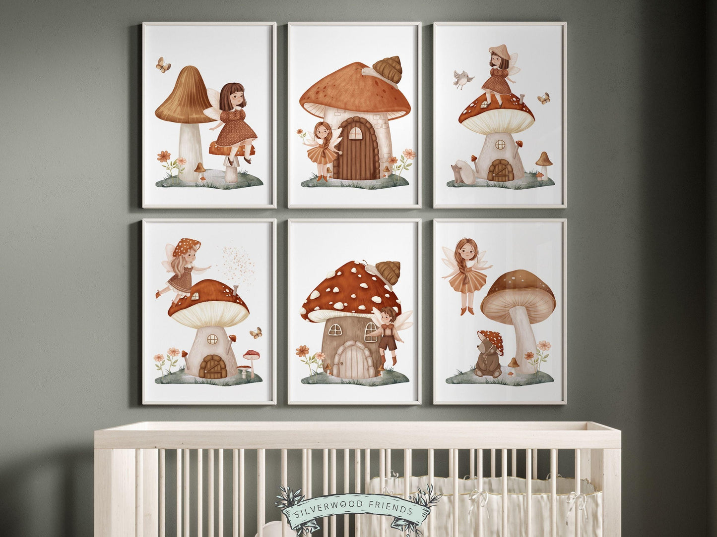 Wildflower Fairy Mushroom Nursery Prints, Baby Girl Fairy Nursery Decor, Fairy Princess Poster, Fairy Garden Nursery Wall Art Digital Prints