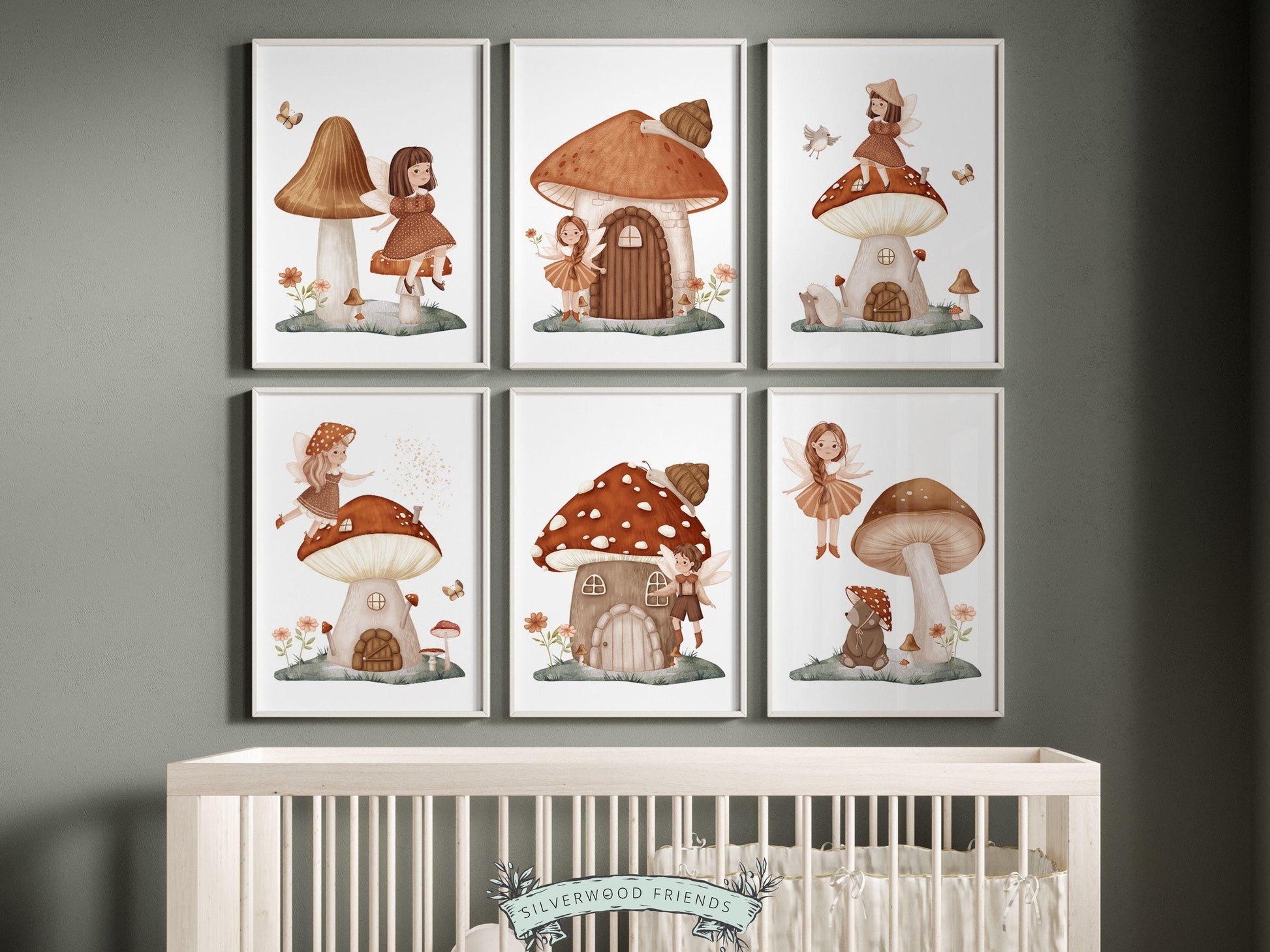 Wildflower Fairy Mushroom Nursery Prints, Baby Girl Fairy Nursery Decor, Fairy Princess Poster, Fairy Garden Nursery Wall Art Digital Prints