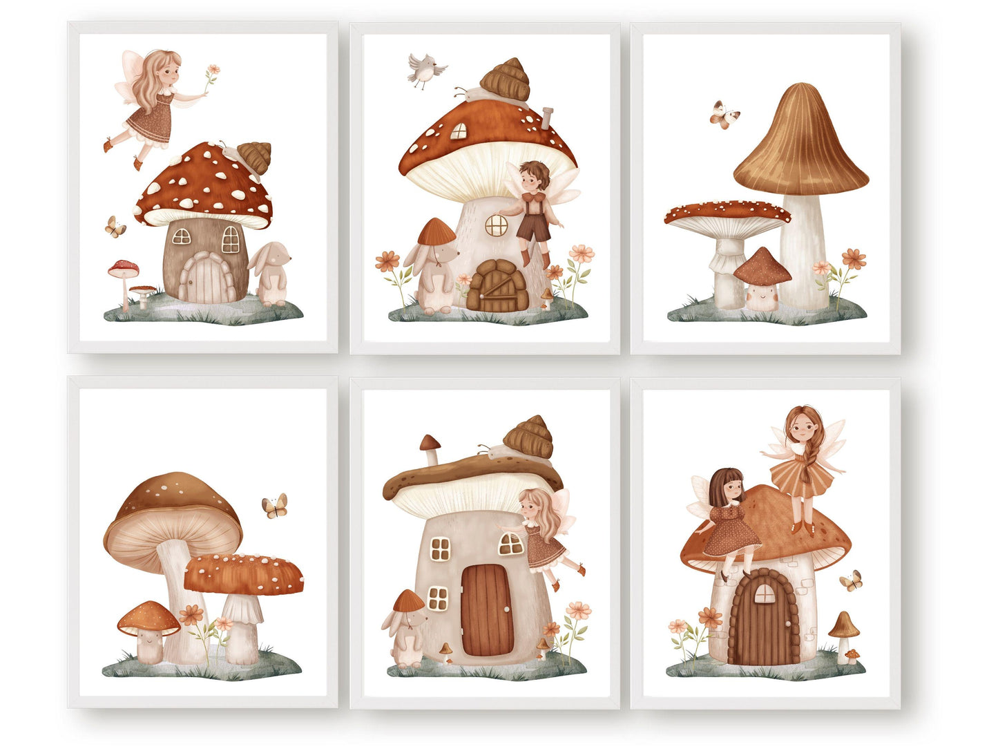 Wildflower Fairy Mushroom Nursery Prints, Baby Girl Fairy Nursery Decor, Fairy Princess Poster, Fairy Garden Nursery Wall Art Digital Prints