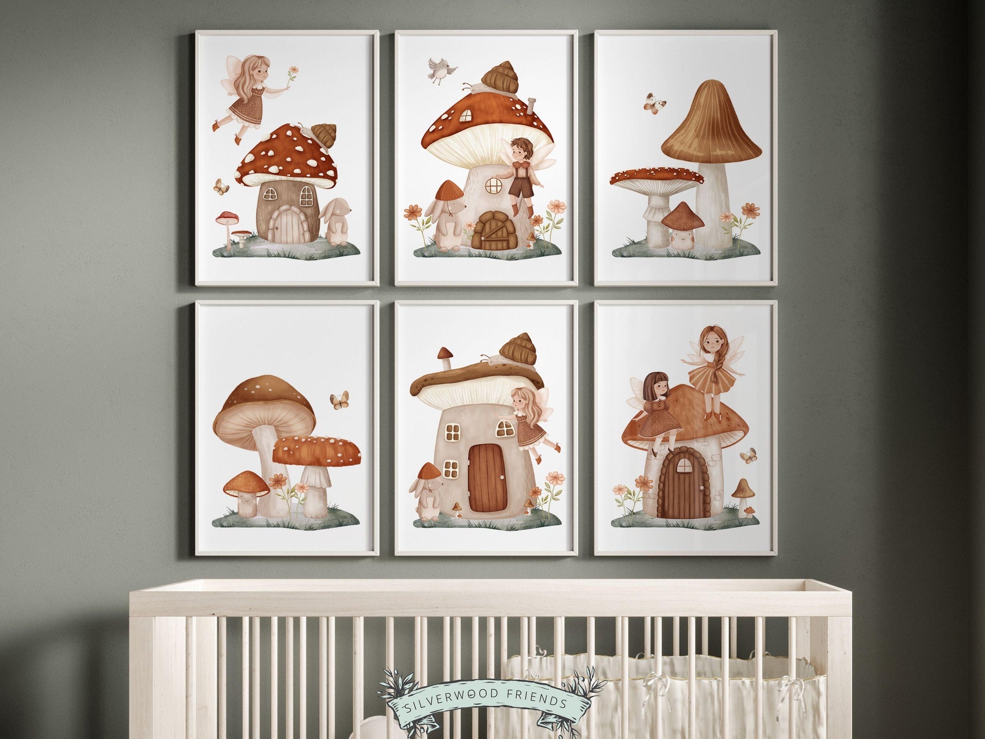 Wildflower Fairy Mushroom Nursery Prints, Baby Girl Fairy Nursery Decor, Fairy Princess Poster, Fairy Garden Nursery Wall Art Digital Prints