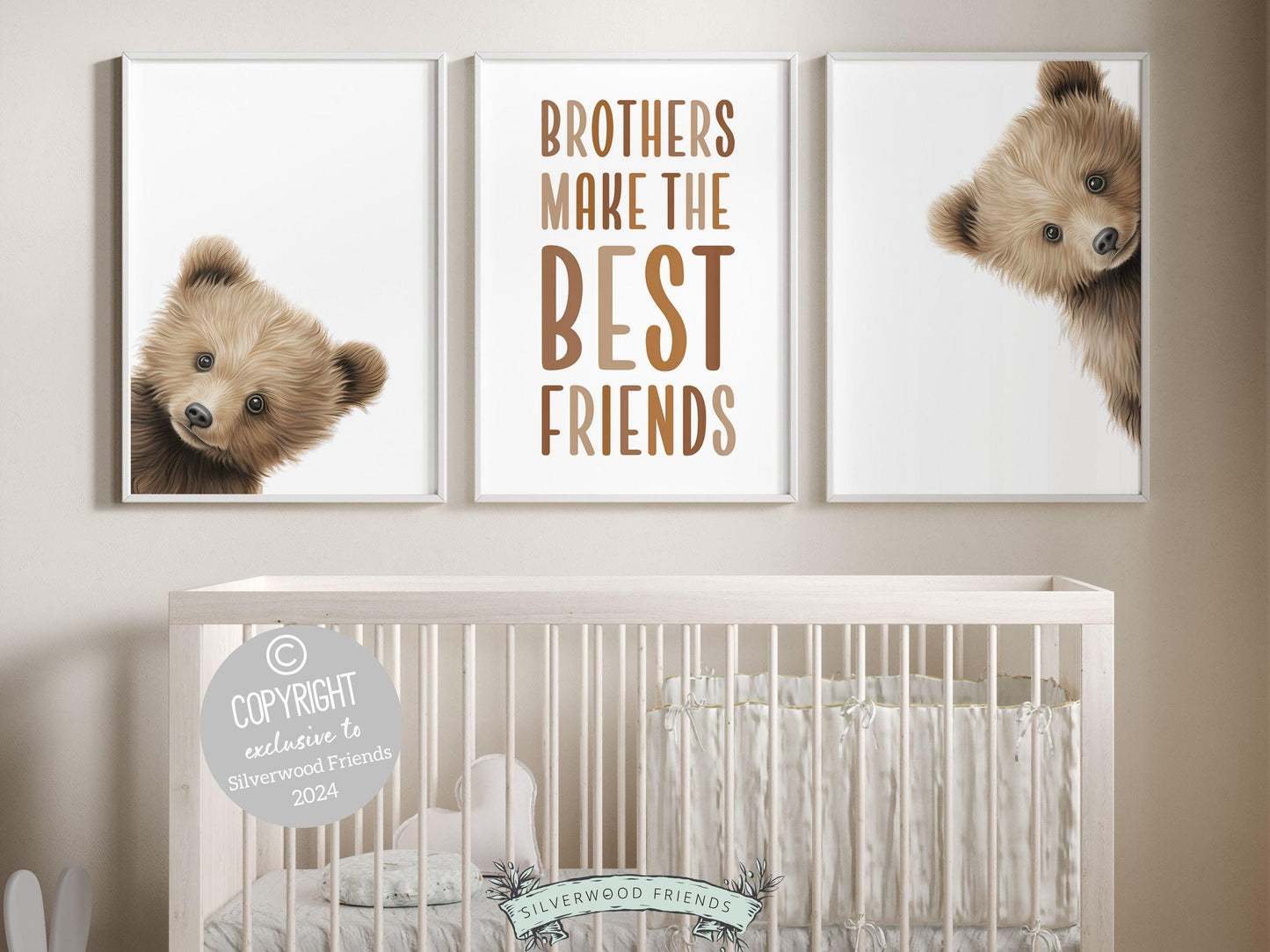 Peeking Bear Nursery Print, Peekaboo Bear Nursery Decor, Twin Boys Baby Bear Nursery Wall Art, Brothers Woodland Nursery Decor Digital Print