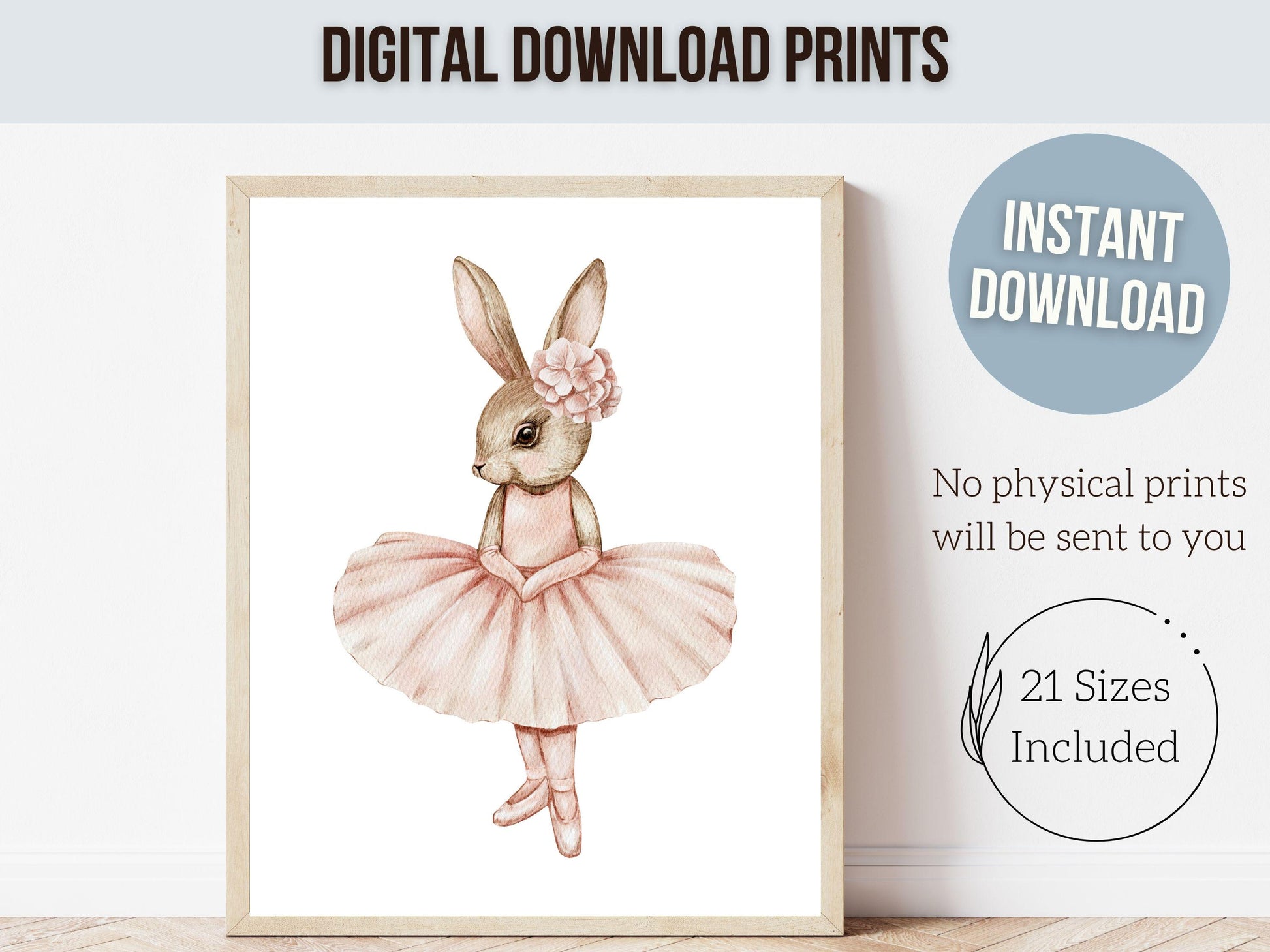 Girls Ballerina Nursery Prints, Baby Girl Pink Ballerina Bunny Nursery Decor, Ballerina Poster Nursery Wall Art Ballet Bedroom Digital Print