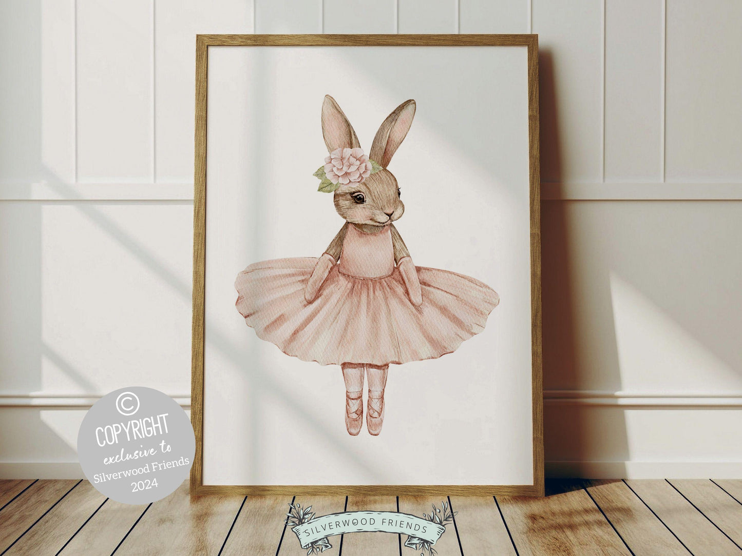 Girls Ballerina Nursery Prints, Baby Girl Pink Ballerina Bunny Nursery Decor, Ballerina Poster Nursery Wall Art Ballet Bedroom Digital Print