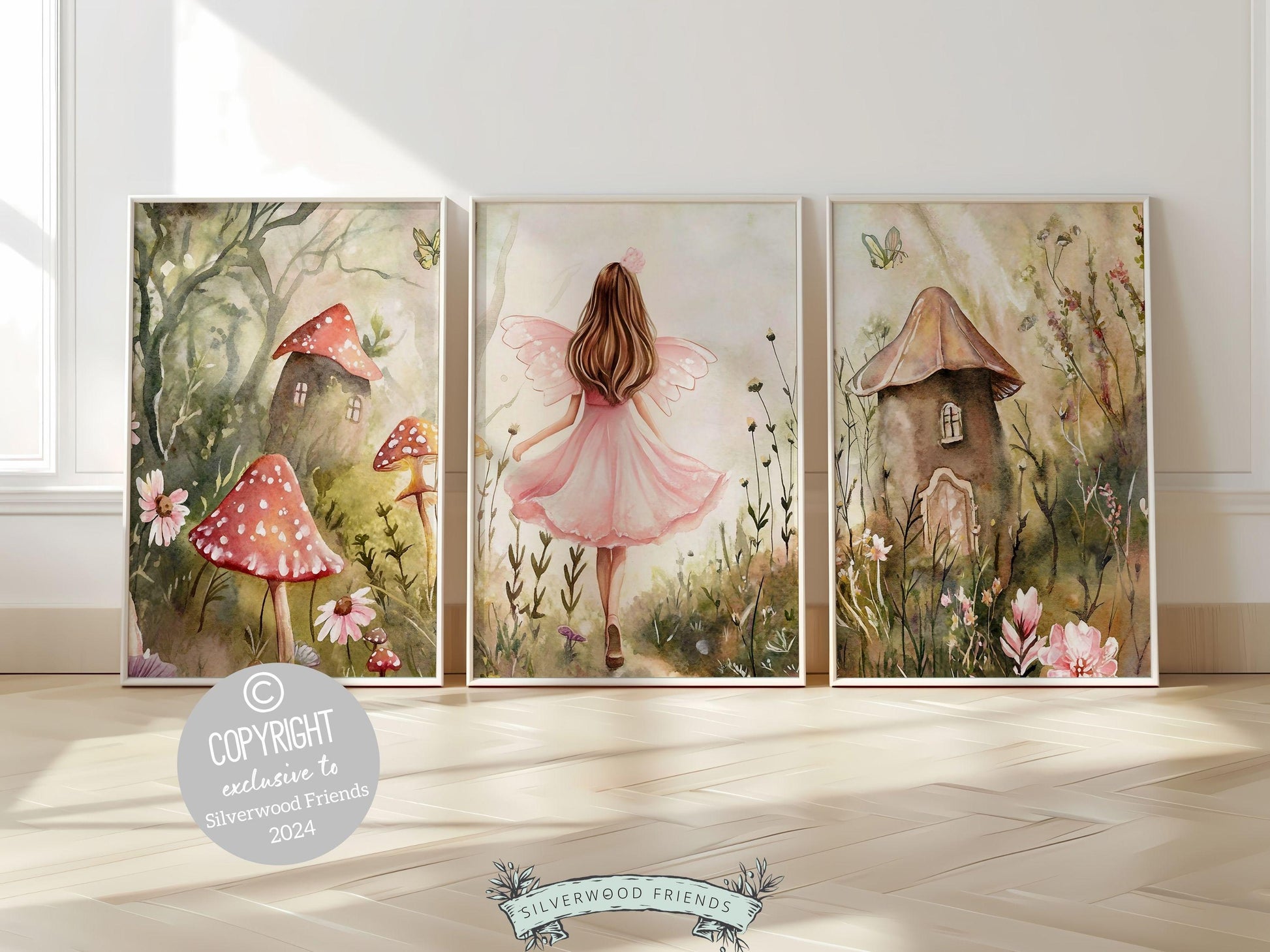 Whimsical Fairy Garden Nursery Prints, Gift For Baby Girl Fairy Nursery Decor, Fairytale Nursery Wall Art,Toddler Fairies Room Digital Print