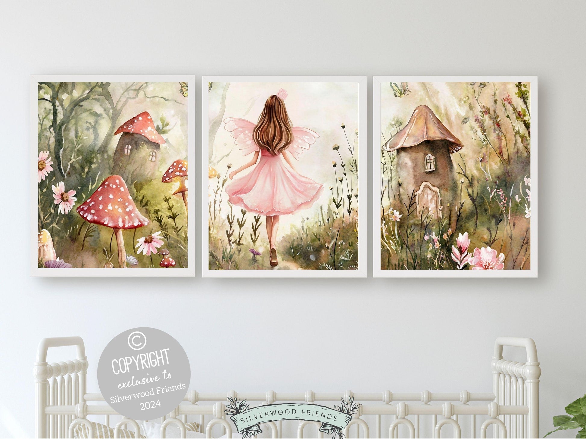 Whimsical Fairy Garden Nursery Prints, Gift For Baby Girl Fairy Nursery Decor, Fairytale Nursery Wall Art,Toddler Fairies Room Digital Print