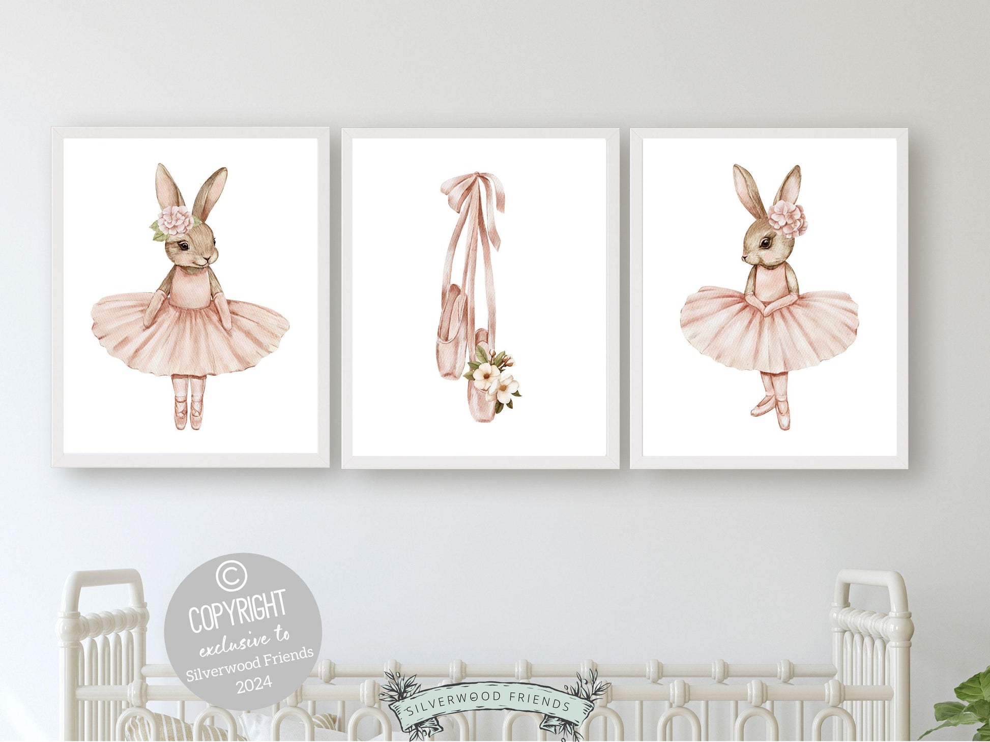 Girls Ballerina Nursery Prints, Baby Girl Pink Ballerina Bunny Nursery Decor, Ballerina Poster Nursery Wall Art Ballet Bedroom Digital Print