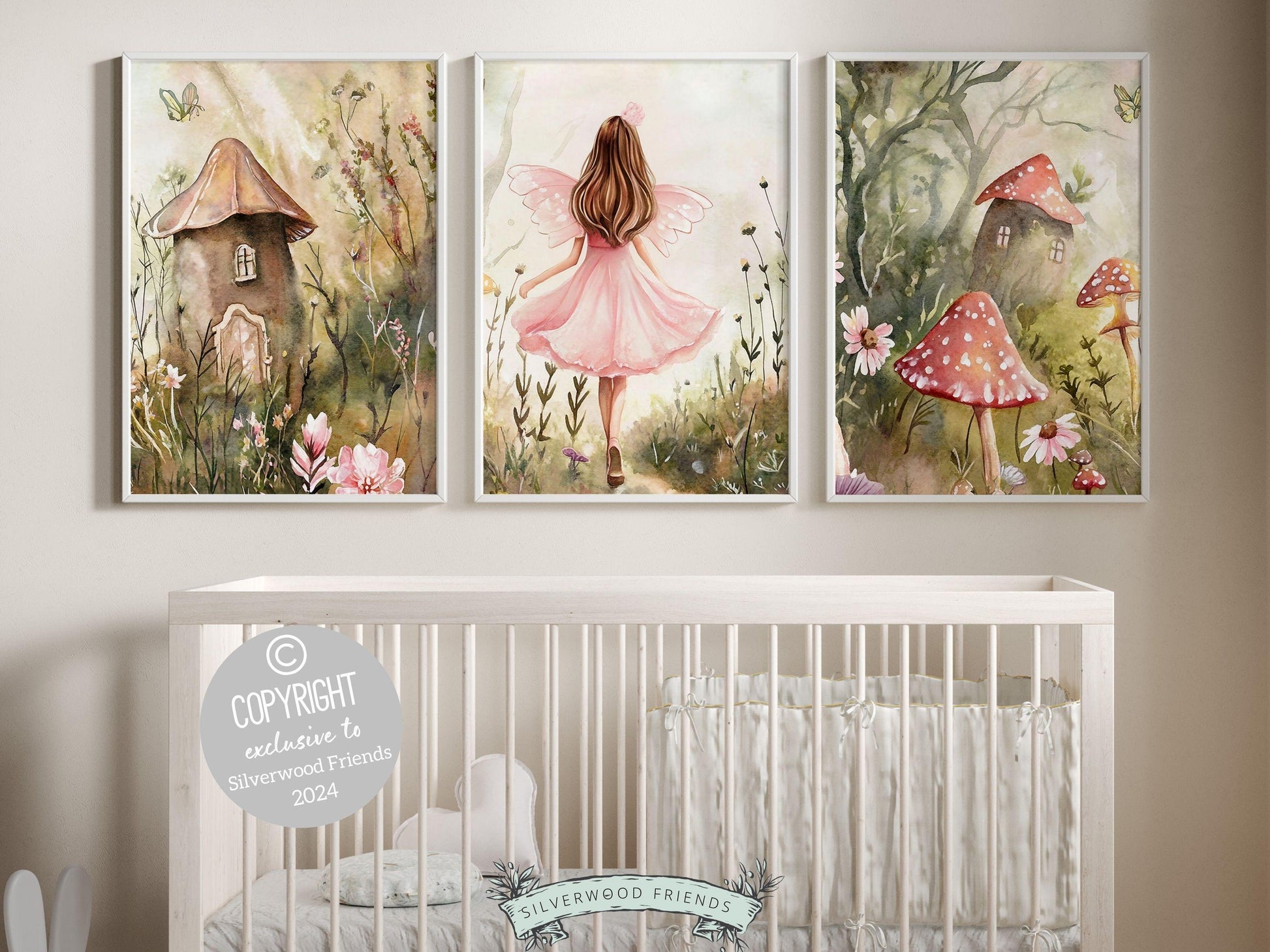 Whimsical Fairy Garden Nursery Prints, Gift For Baby Girl Fairy Nursery Decor, Fairytale Nursery Wall Art,Toddler Fairies Room Digital Print