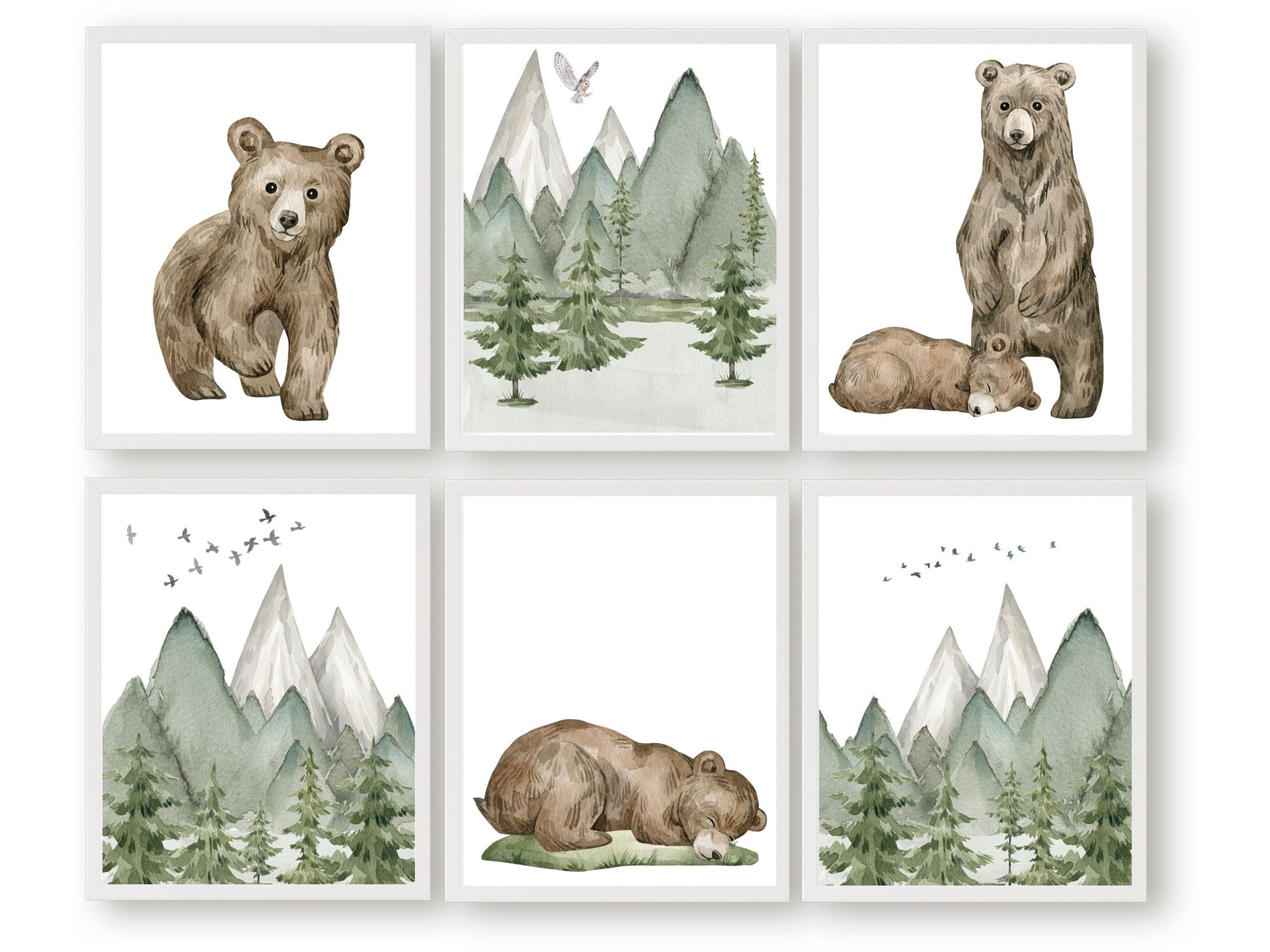 This cute baby bear nursery print set of 6 is part of our BEST SELLING baby bear nursery wall art collection and the perfect addition to your baby's woodland nursery decor or as a unique woodland baby shower gift.