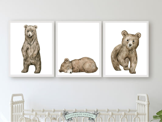 This gorgeous watercolour Baby Bear Nursery Prints Set of 3 will transform your nursery instantly into a calm and cosy space for your little one and is the perfect addition to your woodland nursery decor or as a thoughtful baby shower gift.