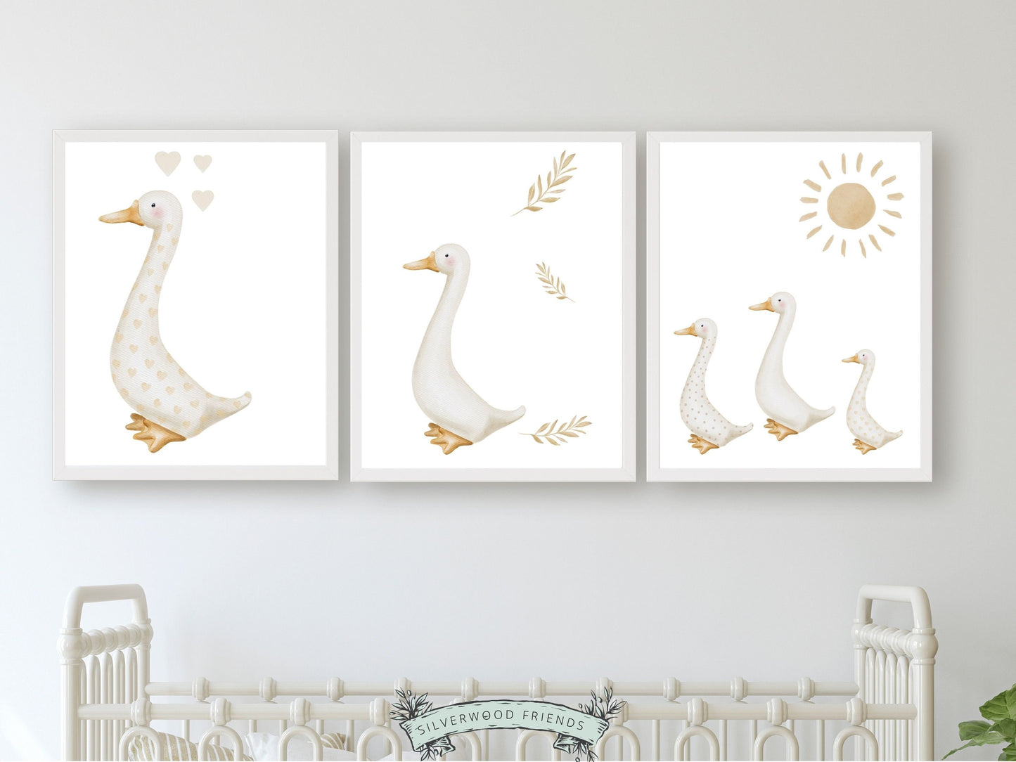 These gorgeous duck nursery prints are perfect for your boho nursery decor, boho room decor and also as a thoughtful gender neutral baby shower gift.