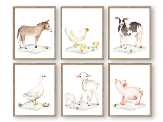 Our Baby Farm Animal Nursery Prints Set of 6 features gorgeous watercolour baby farm animals and is perfect for your farm nursery decor or as a unique farm baby shower gift.