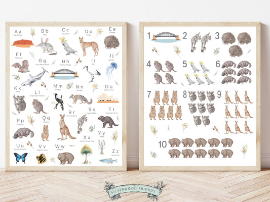 Create the perfect Australian theme nursery for your little one with our adorable Australian Alphabet and Number Print. This charming print set features a delightful combination of Australian flora and fauna, along with famous landmarks that will capture your child's imagination and love for the beautiful land down under.