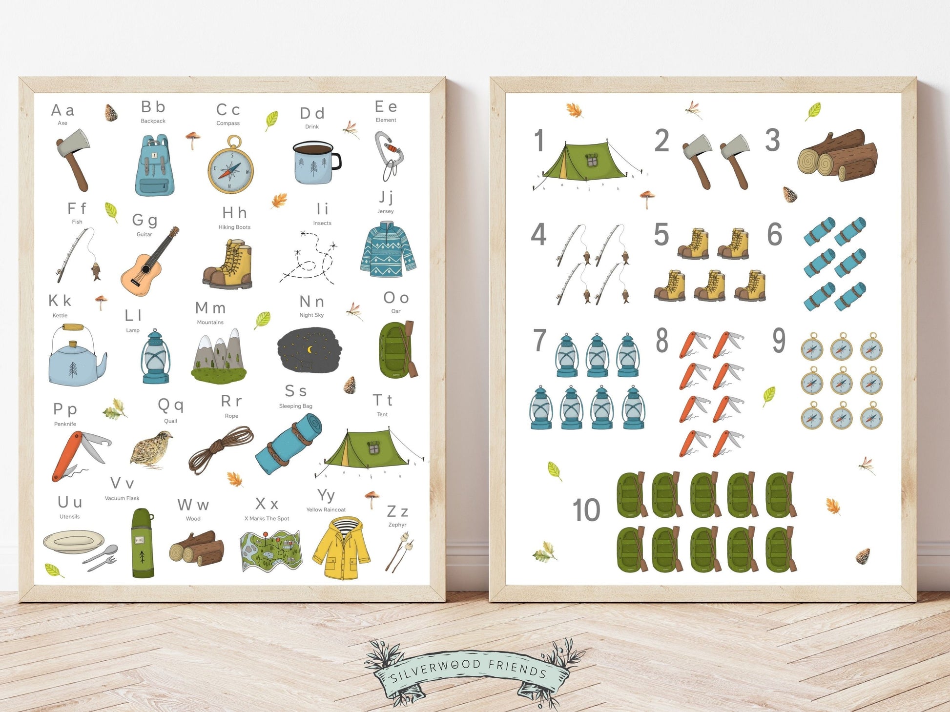 Elevate your nature-themed nursery with our enchanting Camping Alphabet and Number Prints. These delightful artworks not only showcase the beauty of the wilderness but also offer an interactive learning journey for young minds.