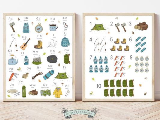 Elevate your nature-themed nursery with our enchanting Camping Alphabet and Number Prints. These delightful artworks not only showcase the beauty of the wilderness but also offer an interactive learning journey for young minds.