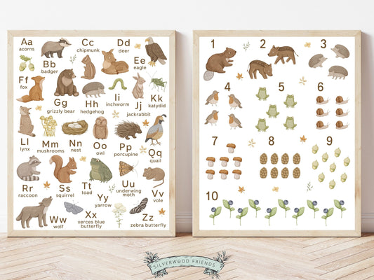 Learn the alphabet and numbers and update your woodland nursery decor with these beautifully illustrated Woodland Forest Alphabet and Number Posters featuring gorgeous watercolour woodland animal and nature illustrations.