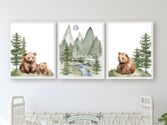 Our cute Set of 3 Baby Bear Nursery Prints are the perfect addition to your babys woodland nursery decor or nature themed nursery decor and part of our ORIGINAL and BEST SELLING Baby Bear Nursery Prints Collection.