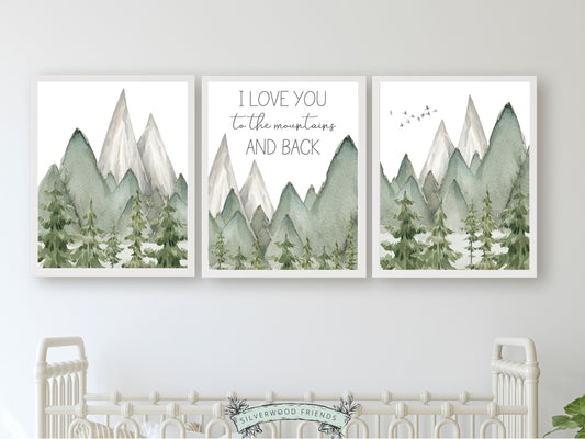 Transform your space into a serene mountain retreat with this enchanting Set of 3 Watercolour Mountain Prints, featuring watercolour mountain and forest landscape. Ideal for adding a touch of natural beauty to your mountain nursery or creating a captivating atmosphere in your home.