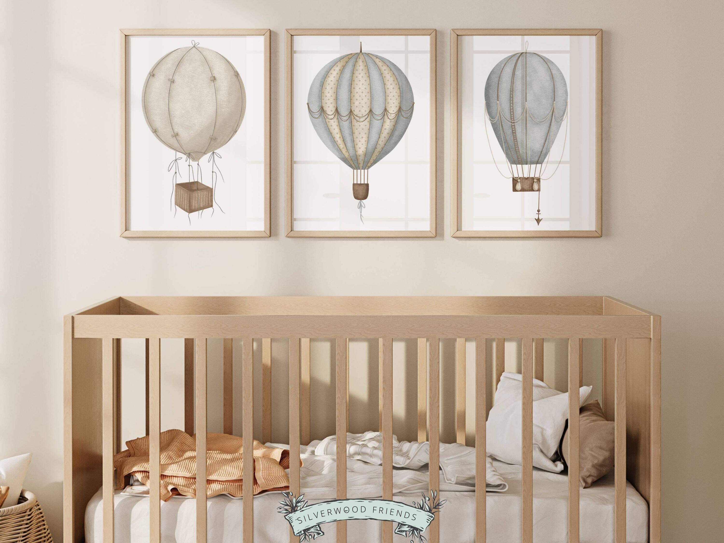 Watercolour Hot Air Balloon Nursery Prints Set of 3 Silverwood Friends