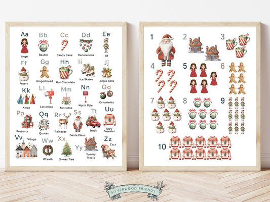 Transform your nursery or classroom into a winter wonderland with our enchanting Christmas Alphabet & Number Prints. Featuring delightful holiday illustrations, these prints create a festive atmosphere and educational experience for little learners.