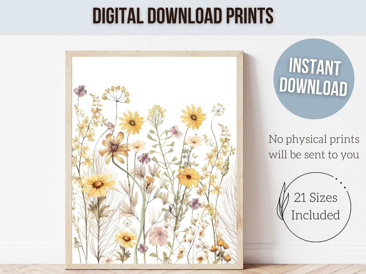 Wildflower Nursery Prints, Wildflower Nursery Decor, Boho Nursery Wall Art, Wild Flower Print, Baby Girl Boho Floral Nursery Digital Print