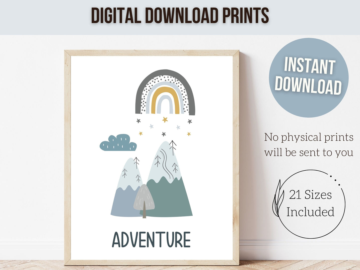 Boho Mountain Nursery Print, Boho Mountain Nursery Decor, Nordic Nursery Wall Art, Baby Scandi Forest Print, Adventure Nursery Digital Print