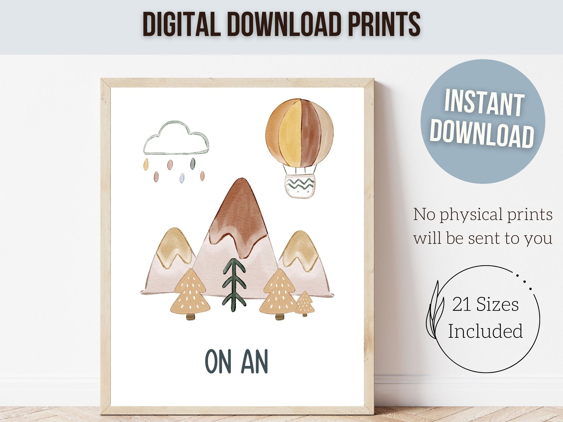 Adventure Nursery Prints, Bear Neutral Nursery Wall Art, Boho Rainbow Nursery Decor, Kids Room Outdoor Print, Mountain Nursery Digital Print