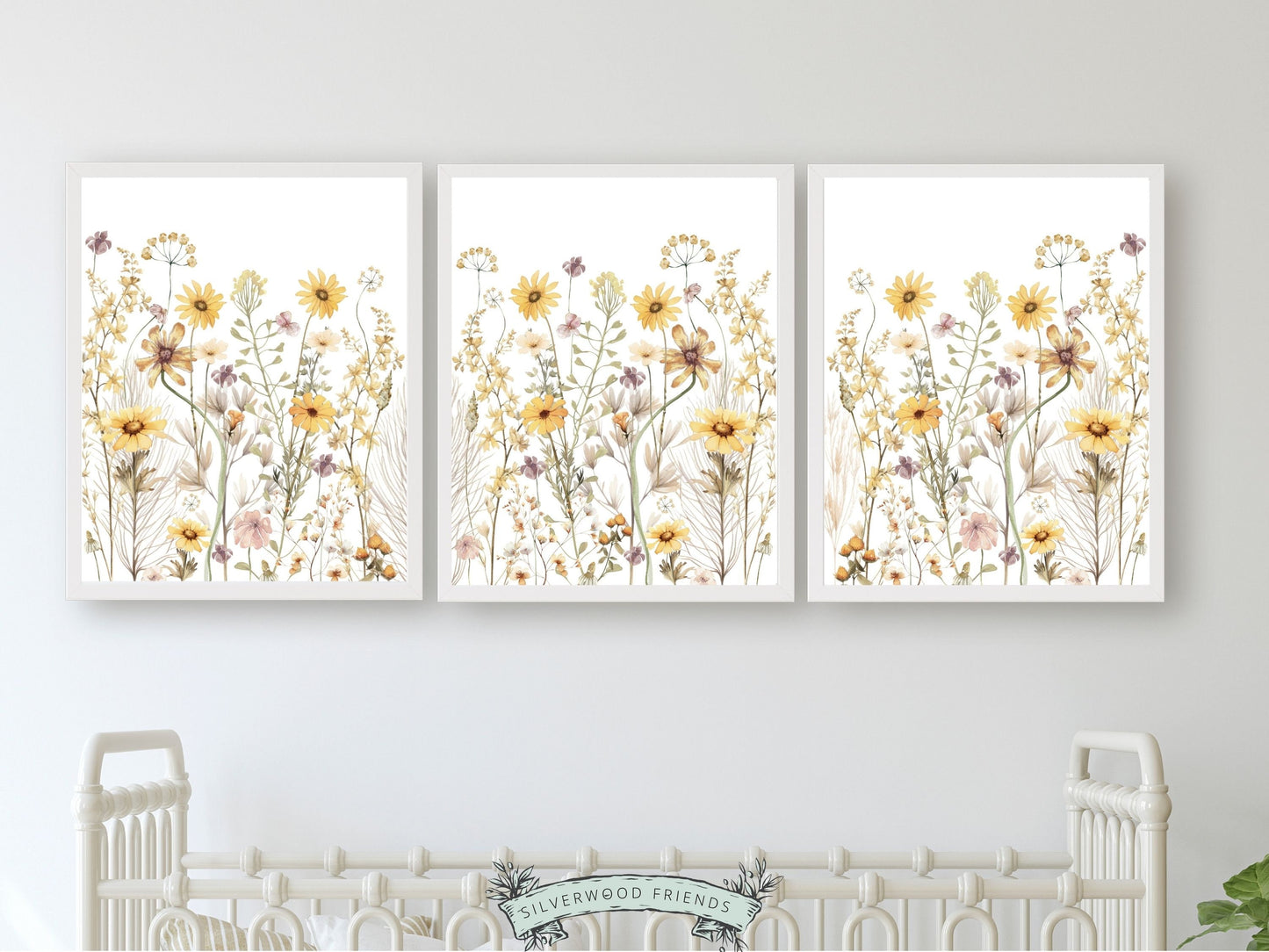 Our gorgeous Boho Wildflower Nursery Prints with watercolour wildflower meadow flowers is perfect for your wildflower nursery decor or boho nursery and also makes a unique baby shower gift.