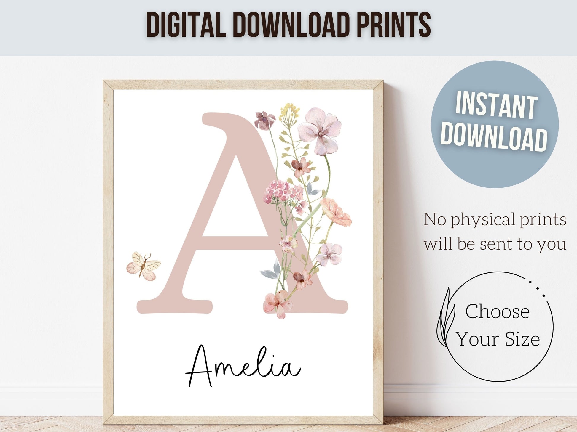 Bunny Nursery Prints, Floral Bunny Nursery Wall Art, Wildflower Nursery Decor, Girl's Ballerina Nursery Prints, Ballet Nursery Digital Print