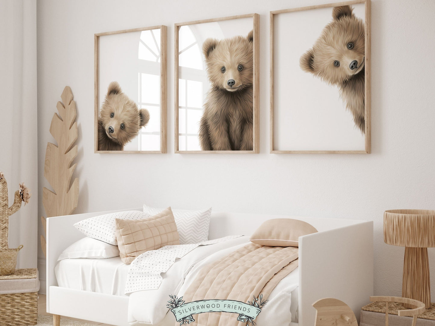 Peeking Bear Nursery Print, Peekaboo Bear Nursery Decor, Neutral Nursery Decor, Baby Bear Nursery Wall Art, Woodland Nursery Digital Prints