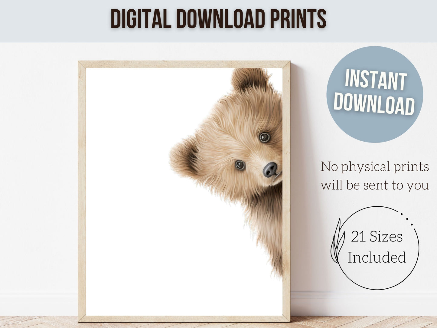 Peeking Bear Nursery Print, Peekaboo Bear Nursery Decor, Neutral Nursery Decor, Baby Bear Nursery Wall Art, Woodland Nursery Digital Prints