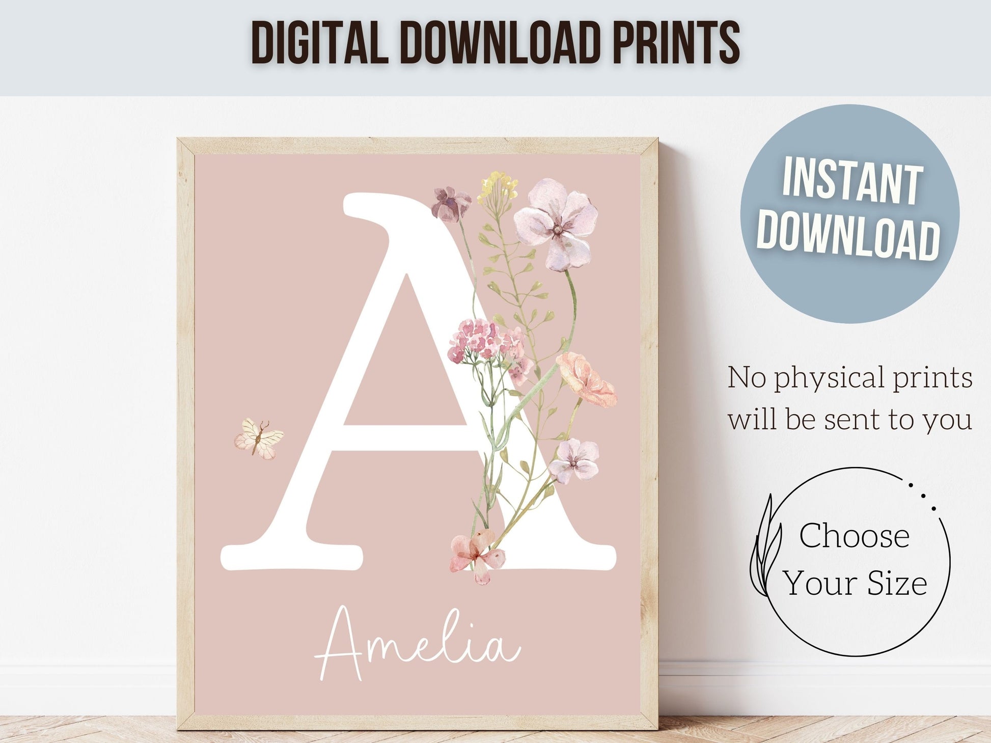 Custom Wildflower Nursery Prints, Floral Name Nursery Wall Art, Wild Flowers Nursery Art, Girl Nursery Prints, Boho Wildflower Digital Print